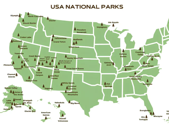 American National Parks Map American National Parks Map