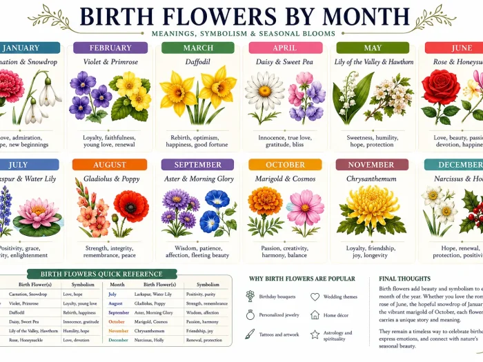 Birth Flowers by Month: Meanings, Symbolism & Seasonal Blooms