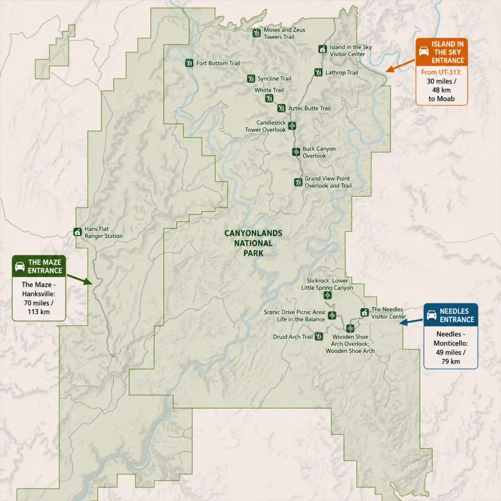 Canyonlands National Park Map and Entrances Explained