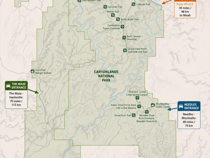 Canyonlands National Park Map and Entrances Explained 1 Canyonlands National Park Map